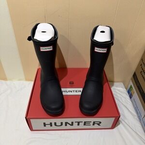 Hunter Original women's Back Adjustable Short Boots Black Outdoor Buckle. size 6